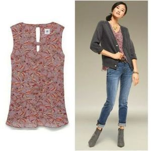 Cabi 3611 Good Luck Sleeveless Bow Back Bird Blouse Size LG